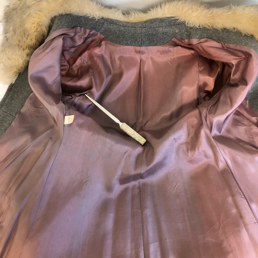 Vintage 70s Wool & Shearling Fur Coat VGUC Small - Picture 7 of 8